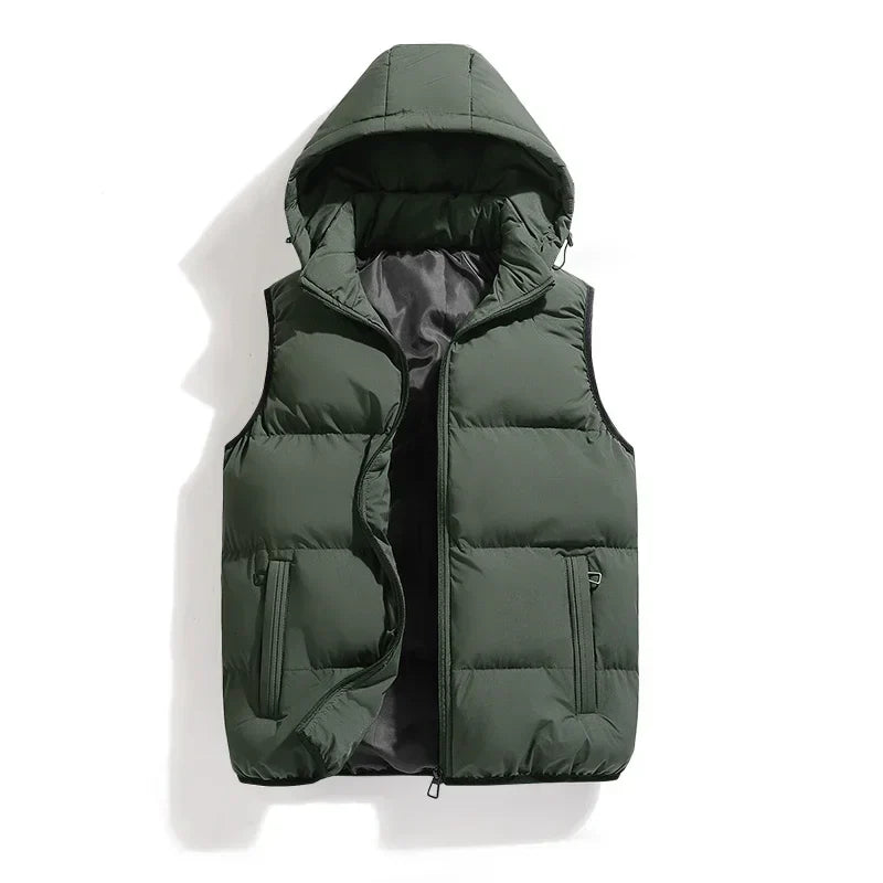 Hooded Cotton Puffer Vest for Men – insulating design for cold-season comfort
