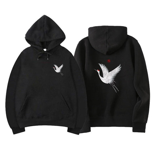 Oversized Hoodie with Embroidered Crane – cozy cotton blend, unique streetwear detail