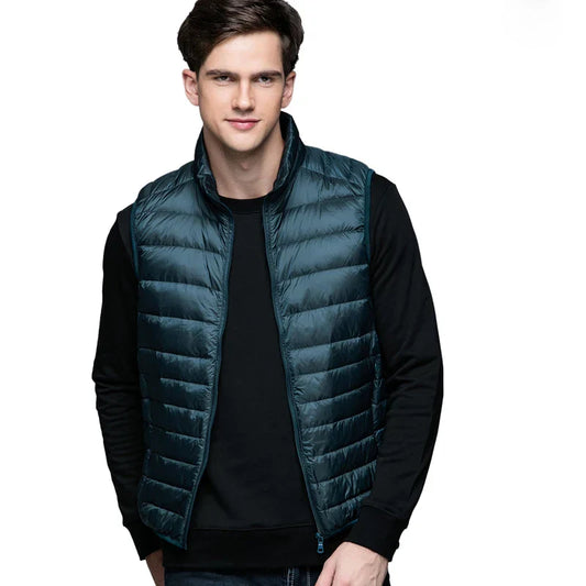 Classic Men’s Quilted Down Vest – lightweight nylon build, timeless winter layering piece