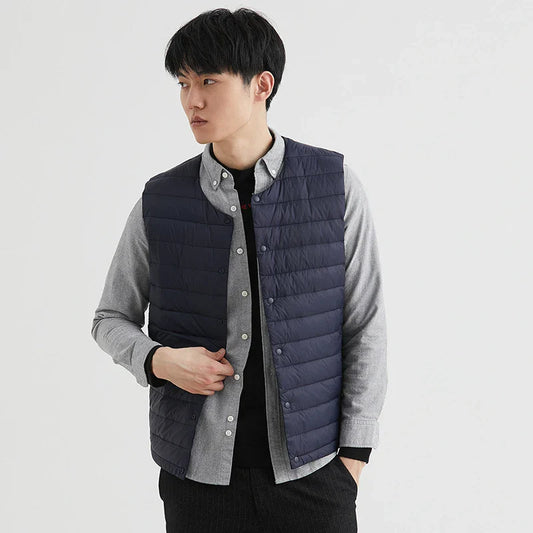 Lightweight Quilted Down Vest – short nylon design, ideal for layering in cool seasons