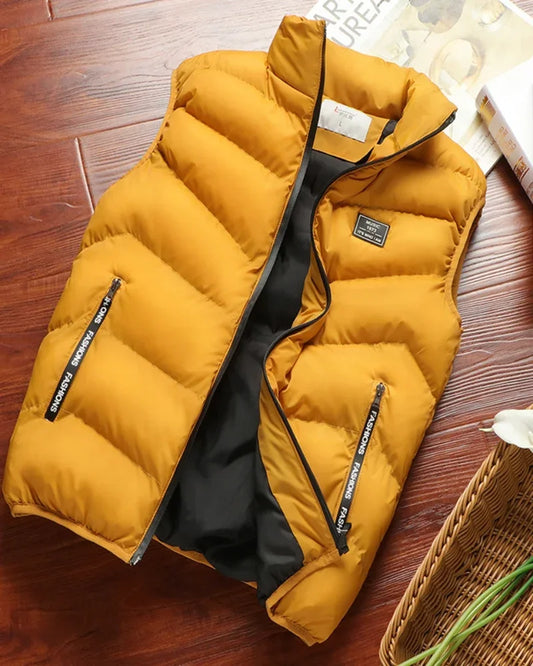 Men’s Quilted Puffer Vest – short design, soft polyester fill, perfect for cold days