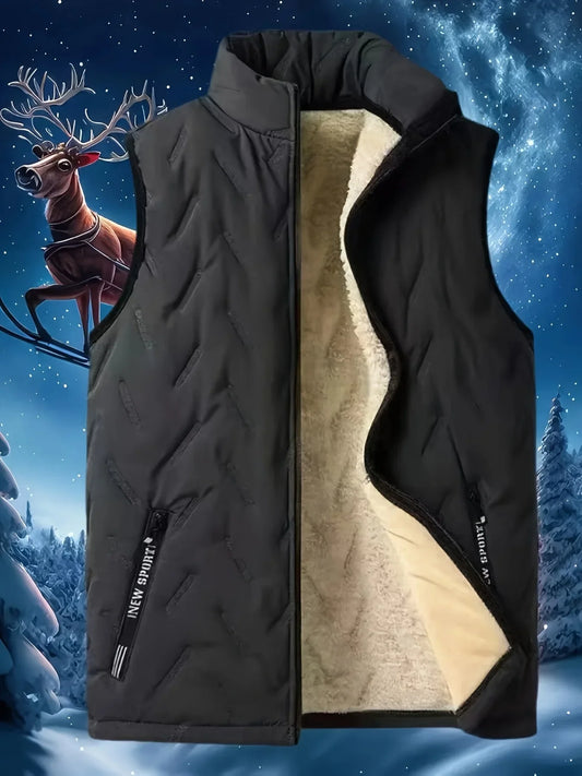 Men’s Sleeveless Quilted Vest – fleece-lined puffer design for maximum comfort