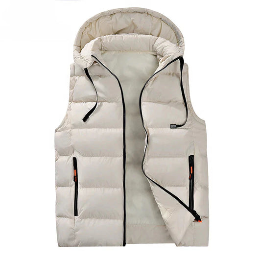 Hooded Quilted Winter Vest – polyester shell, ideal for layering in cold months