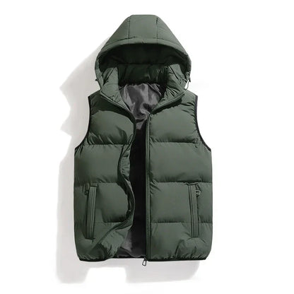 Hooded Cotton Puffer Vest for Men – insulating design for cold-season comfort