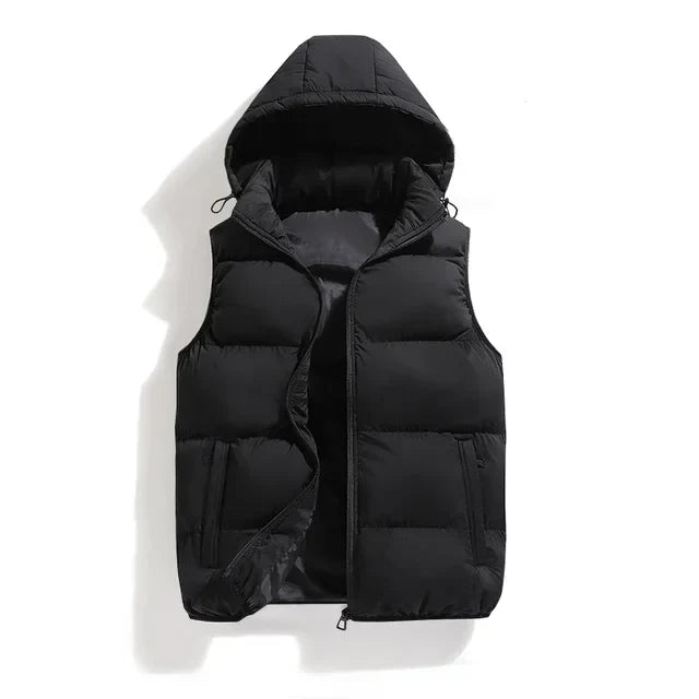 Hooded Cotton Puffer Vest for Men – insulating design for cold-season comfort