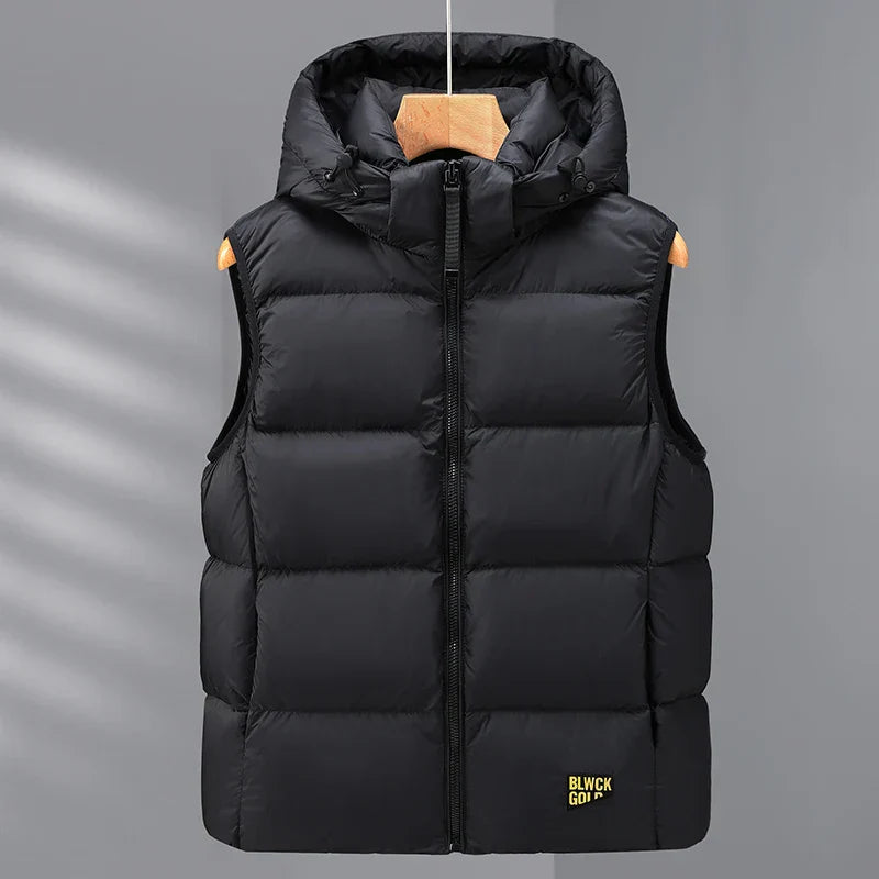 Boxy Quilted Down Vest – cotton blend, autumn layering essential for men