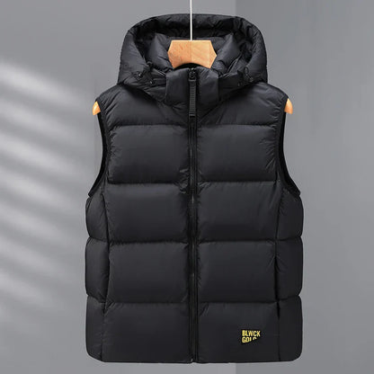 Boxy Quilted Down Vest – cotton blend, autumn layering essential for men