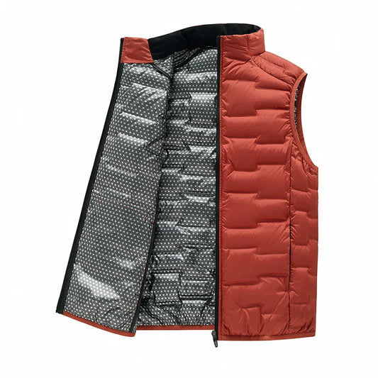 Cozy Men’s Duck Down Vest – stand collar, warm insulation for winter comfort