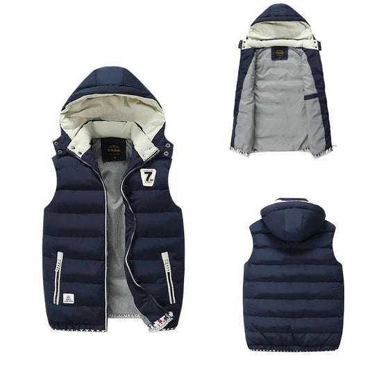 Windproof Hooded Padded Vest – quilted polyester build, autumn-ready outerwear