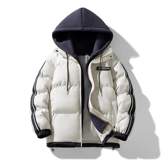 Men’s Boxy Hooded Puffer – insulating polyester jacket for daily wear
