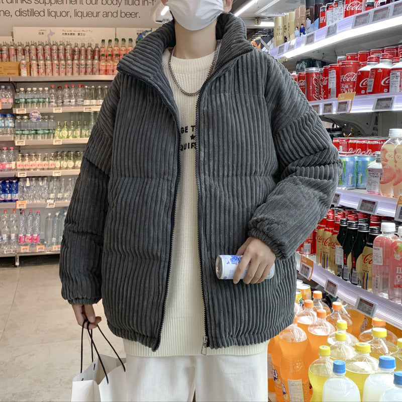 Relaxed Corduroy Winter Coat for Men – warm stand-collar silhouette, casual layering